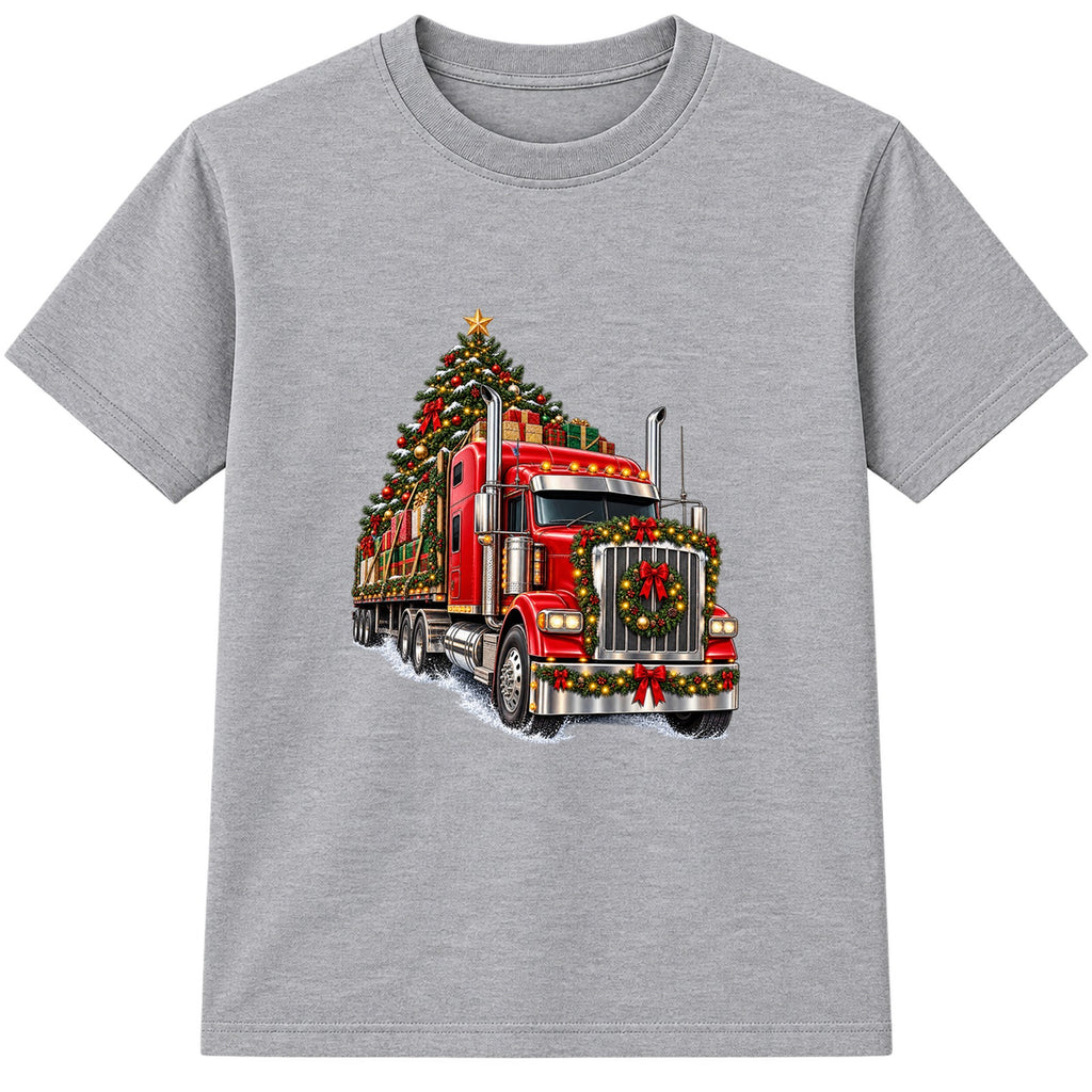 Christmas Big Rig adult Christmas t-shirt - Heather Grey