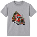 Christmas Big Rig adult Christmas t-shirt - Heather Grey