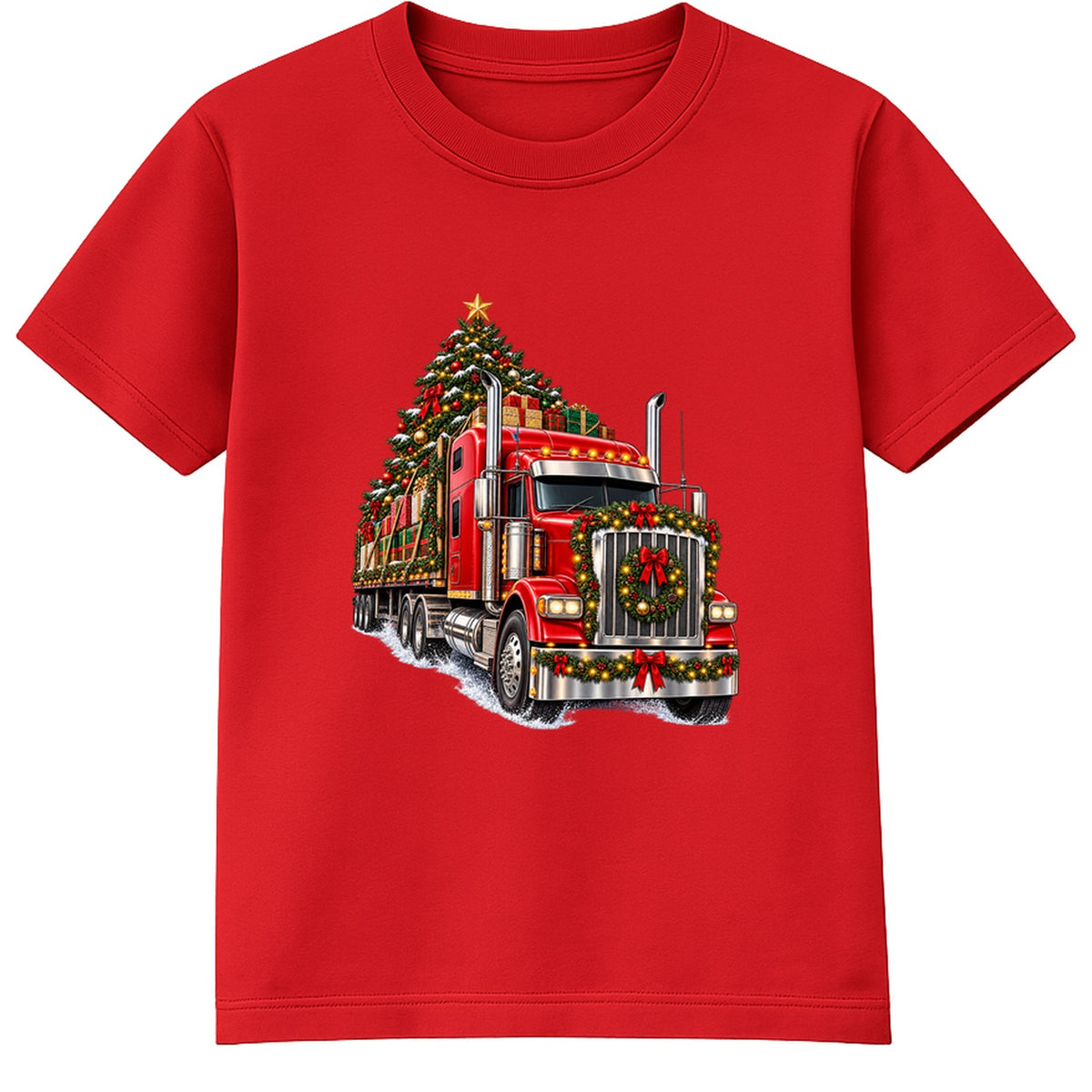 Christmas Big Rig adult Christmas t-shirt - Red