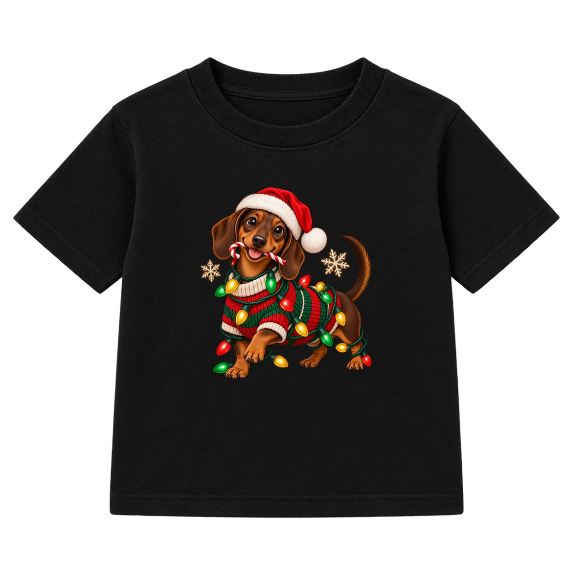 Christmas Dachshund adult Christmas t-shirt - Black