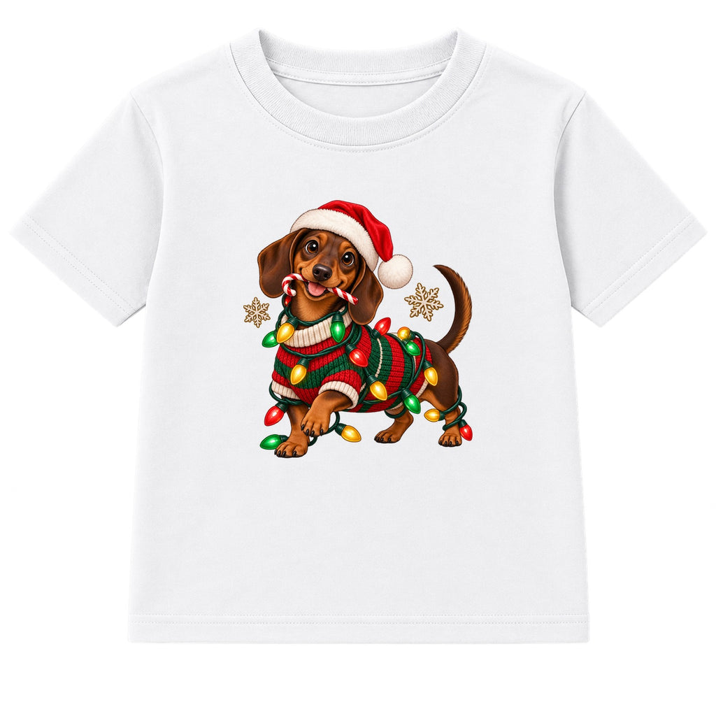 Christmas Dachshund adult Christmas t-shirt - White