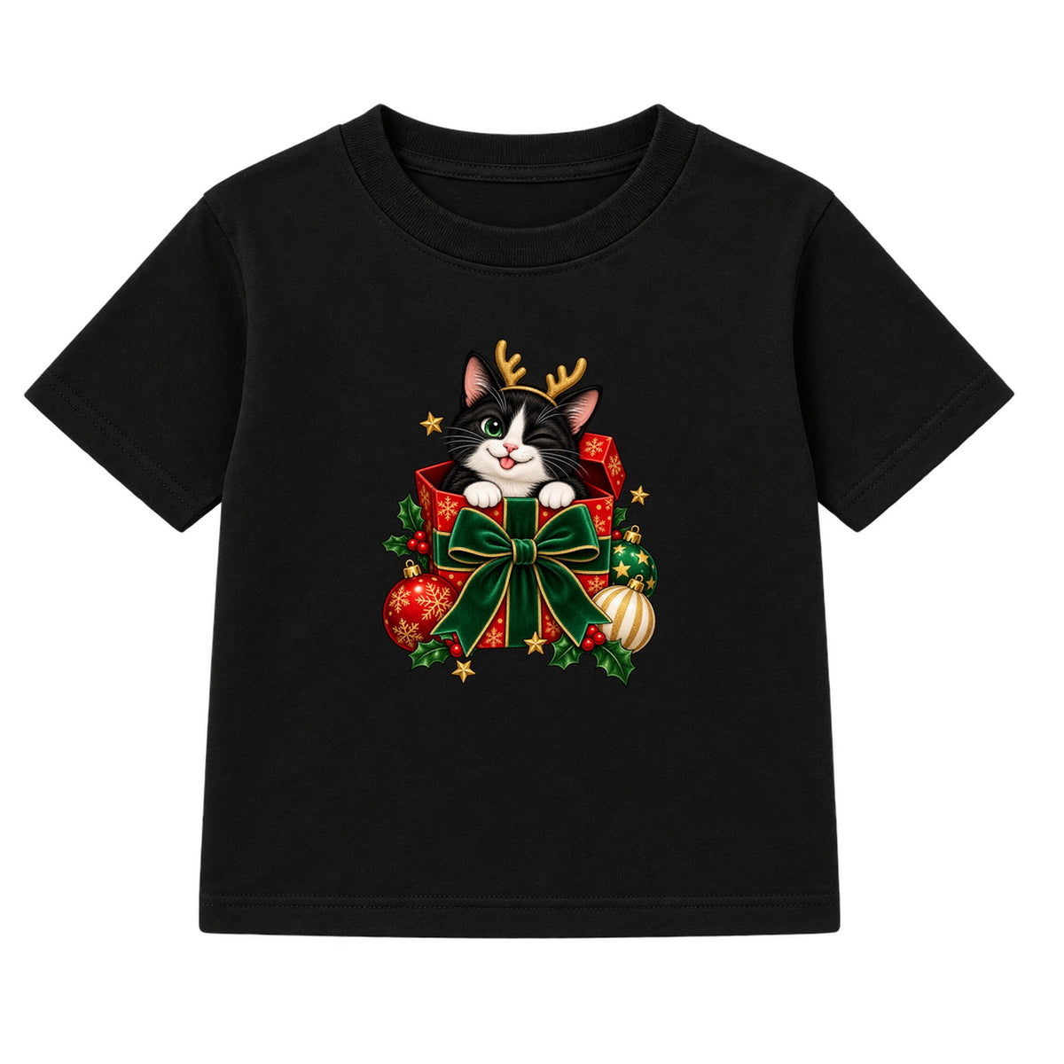 Tuxedo Cat Gift adult Christmas t-shirt - Black