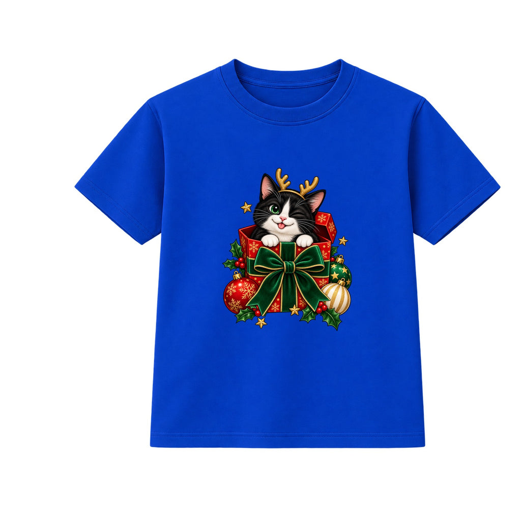 Tuxedo Cat Gift adult Christmas t-shirt - Blue