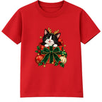 Tuxedo Cat Gift adult Christmas t-shirt - Red