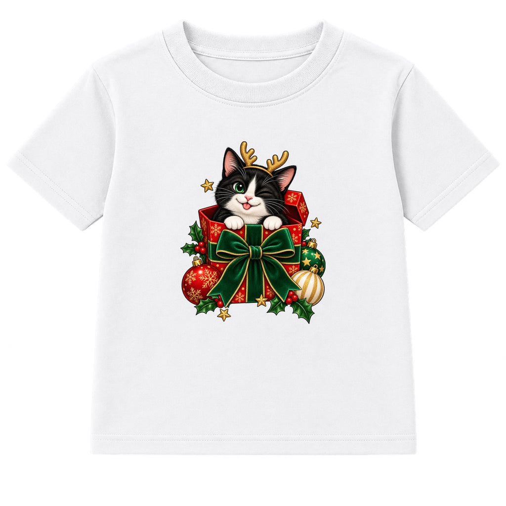 Tuxedo Cat Gift adult Christmas t-shirt - White