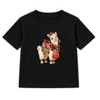 Festive Llama kids Christmas t-shirt - Black
