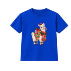 Festive Llama kids Christmas t-shirt - Blue