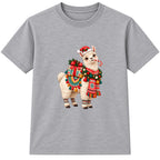 Festive Llama kids Christmas t-shirt - Heather Grey