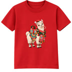 Festive Llama kids Christmas t-shirt - Red
