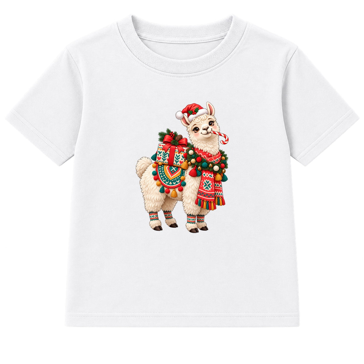 Festive Llama kids Christmas t-shirt - White