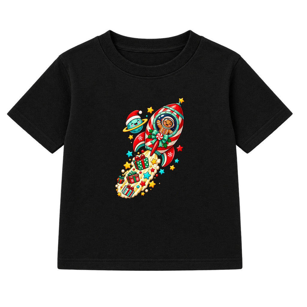 Gingerbread Rocket kids Christmas t-shirt - Black