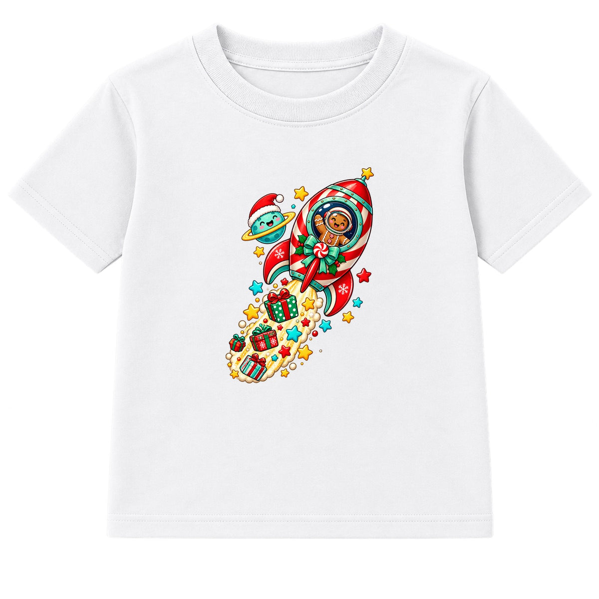 Gingerbread Rocket kids Christmas t-shirt - White