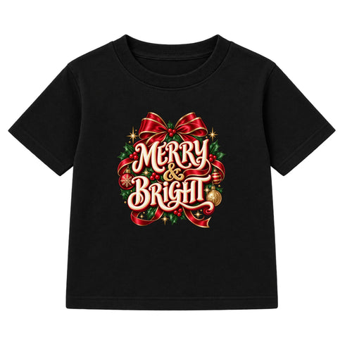 Merry & Bright adult Christmas t-shirt - Black