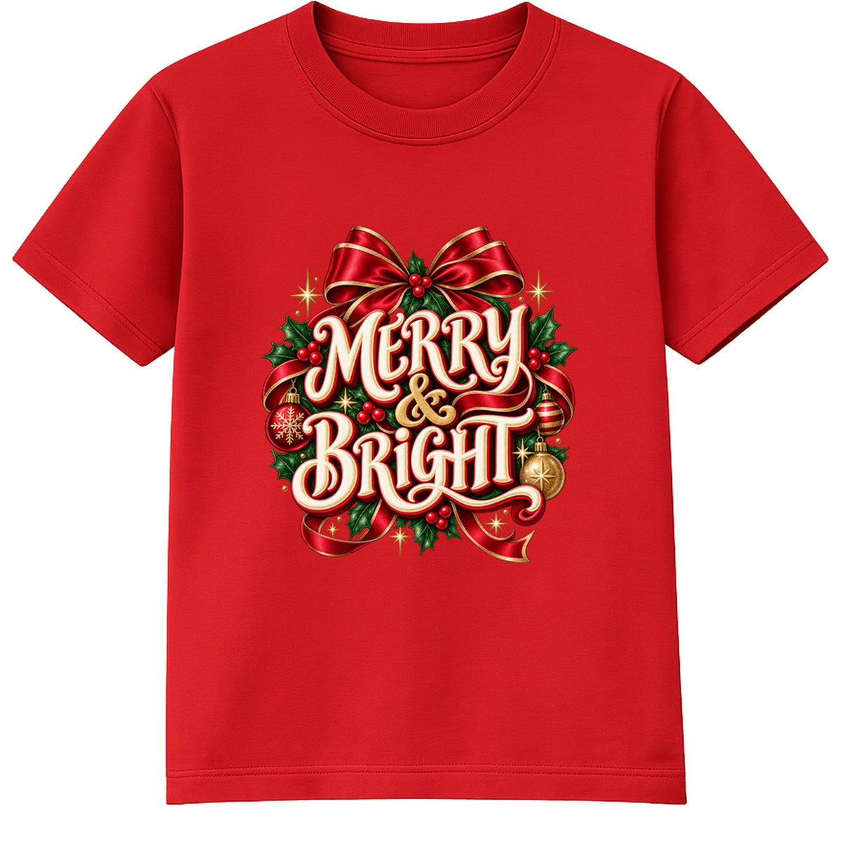 Merry & Bright adult Christmas t-shirt - Red