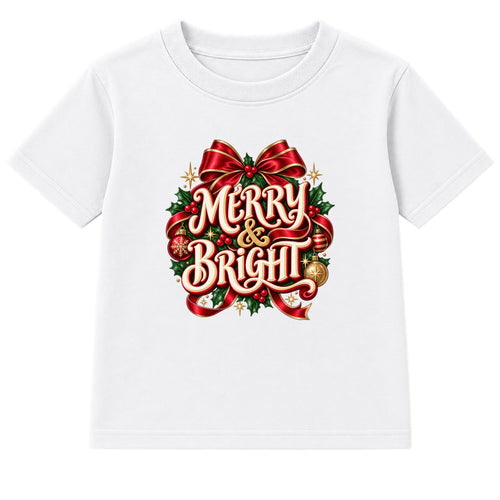 Merry & Bright adult Christmas t-shirt - White