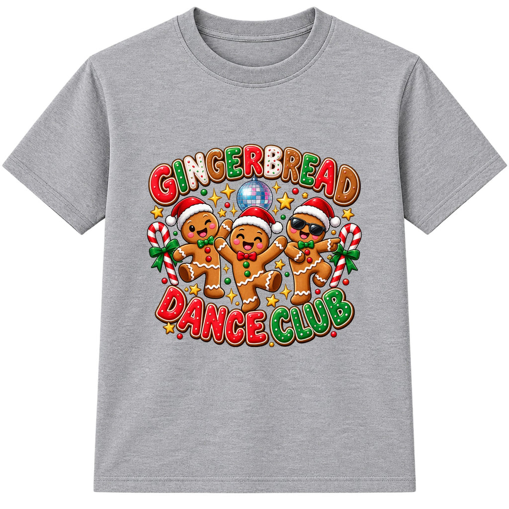 Gingerbread Dance Club kids Christmas t-shirt - Heather Grey