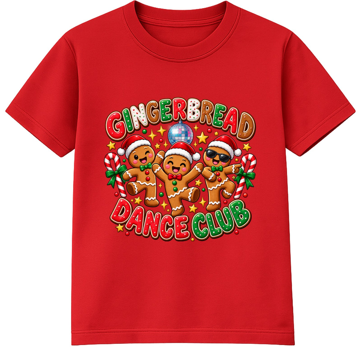 Gingerbread Dance Club kids Christmas t-shirt - Red