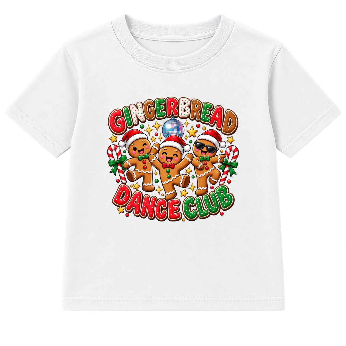 Gingerbread Dance Club kids Christmas t-shirt - White