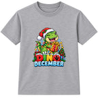 Dino December kids Christmas t-shirt - Heather Grey