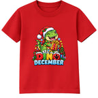 Dino December kids Christmas t-shirt - Red