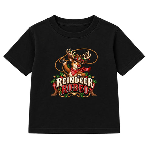 Reindeer Rodeo adult Christmas t-shirt - Black