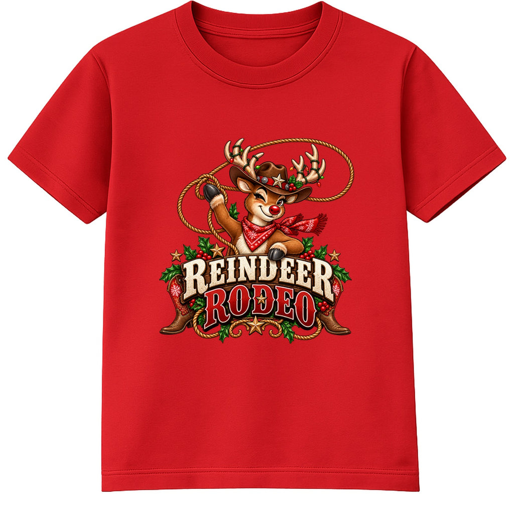 Reindeer Rodeo adult Christmas t-shirt - Red
