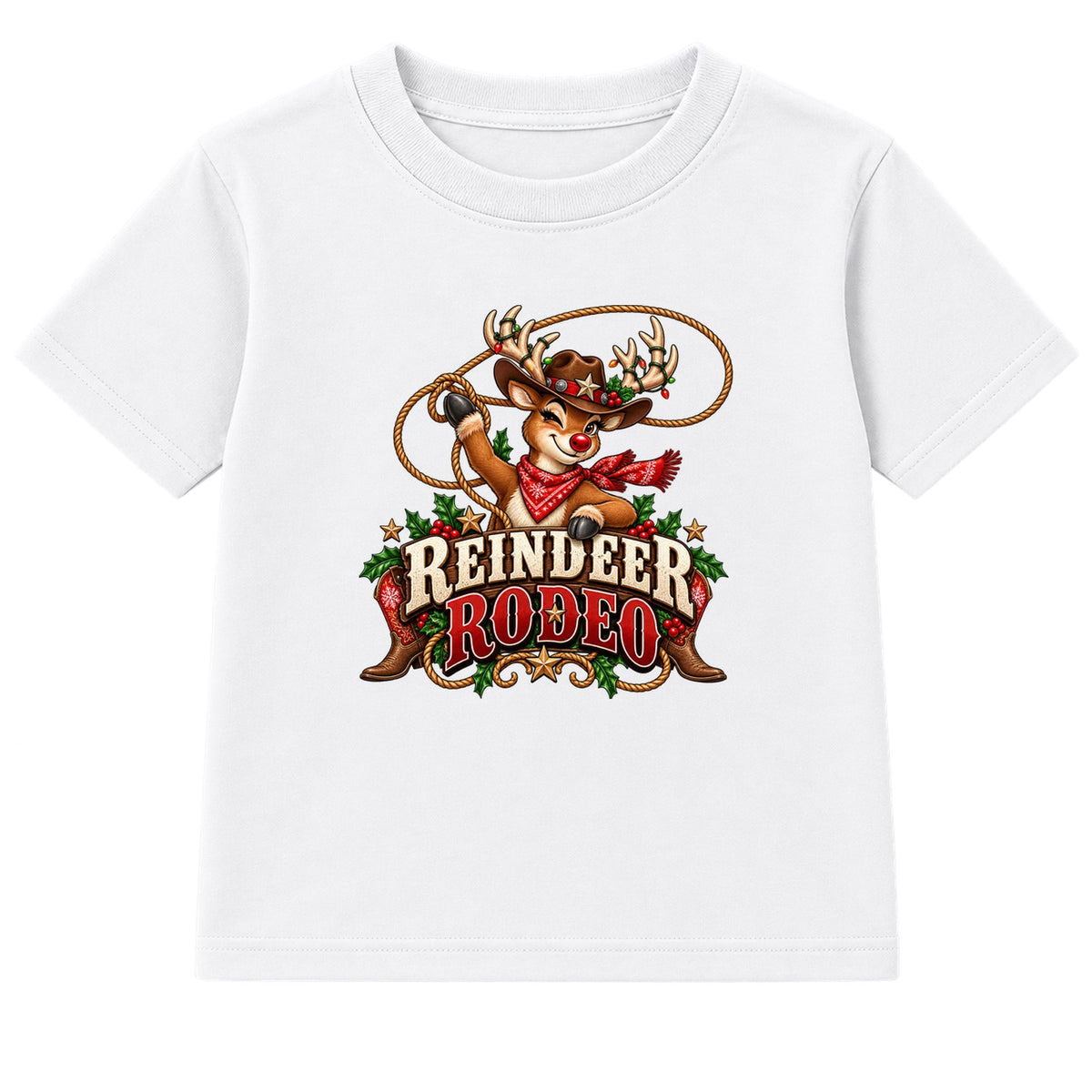 Reindeer Rodeo adult Christmas t-shirt - White