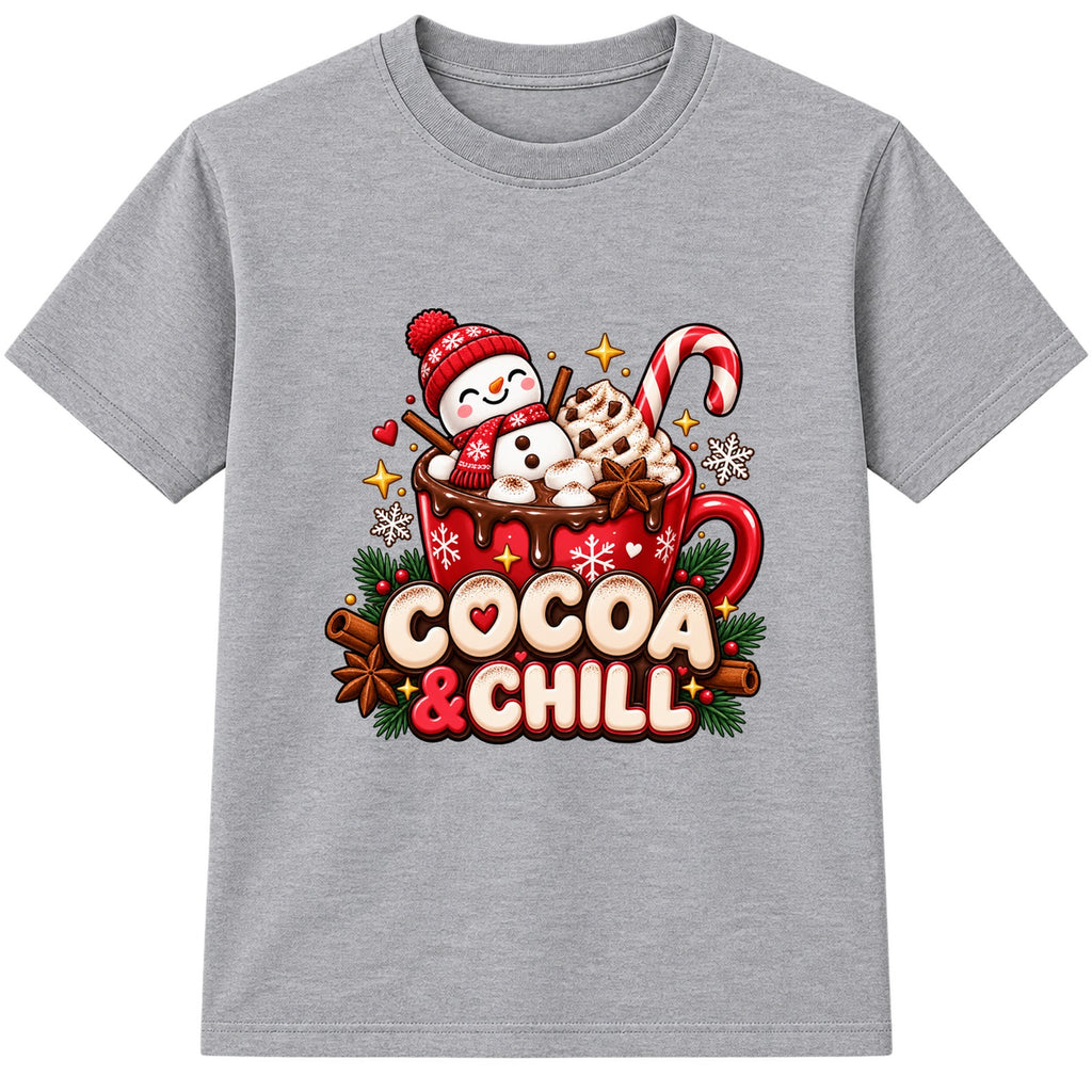 Cocoa & Chill kids Christmas t-shirt - Heather Grey