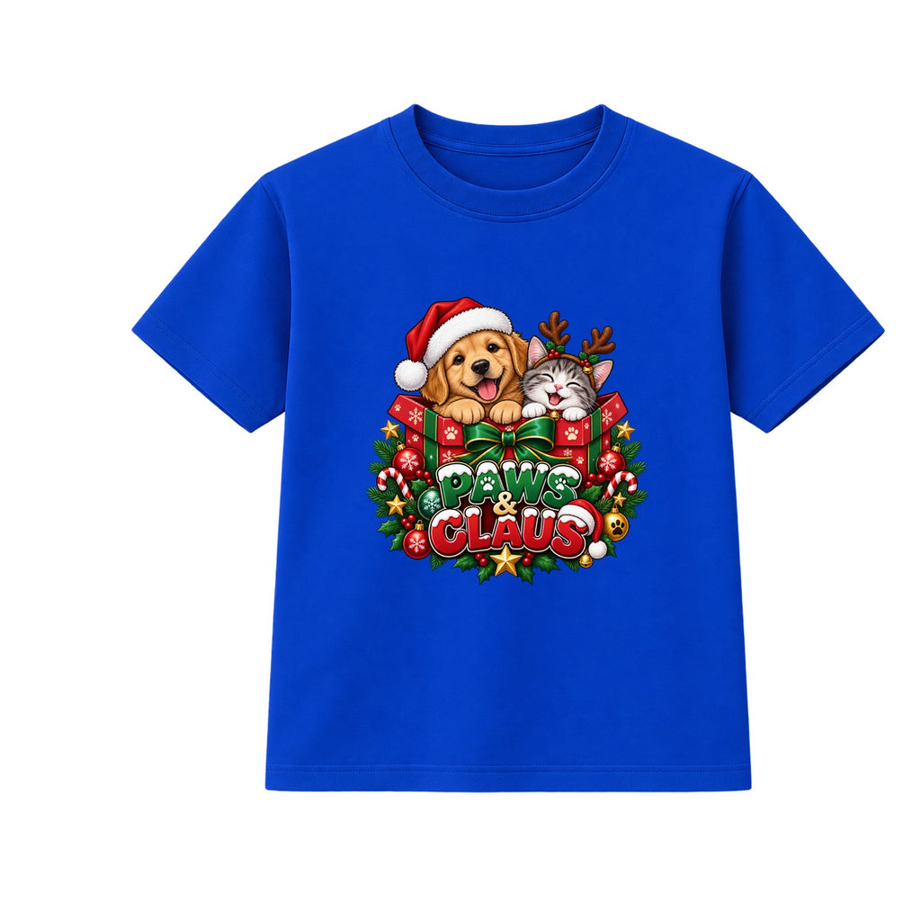 Paws & Claus kids Christmas t-shirt - Blue