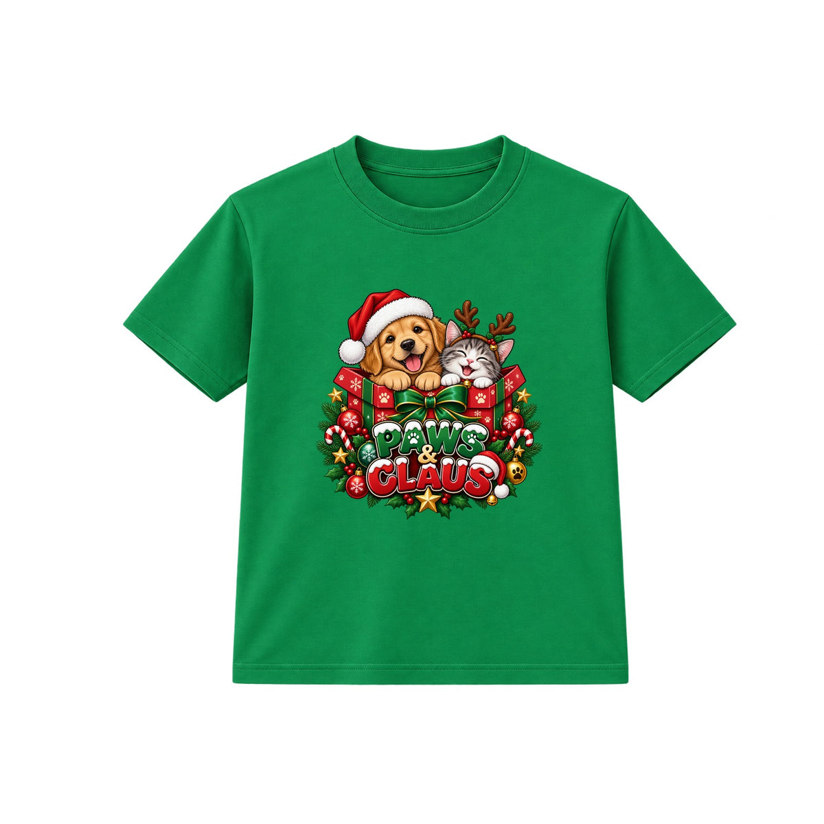 Paws & Claus kids Christmas t-shirt - Green