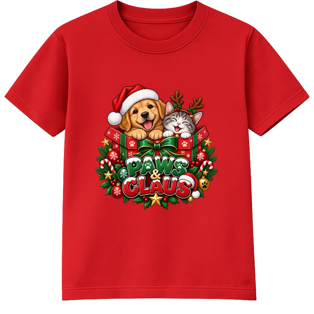 Paws & Claus kids Christmas t-shirt - Red
