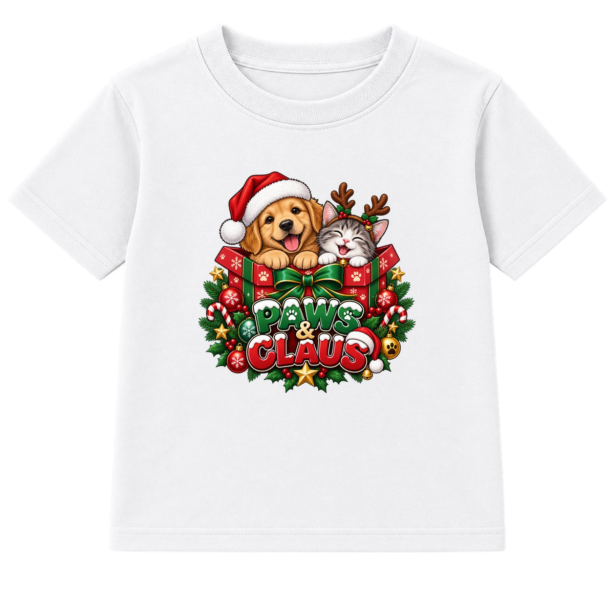 Paws & Claus kids Christmas t-shirt - White