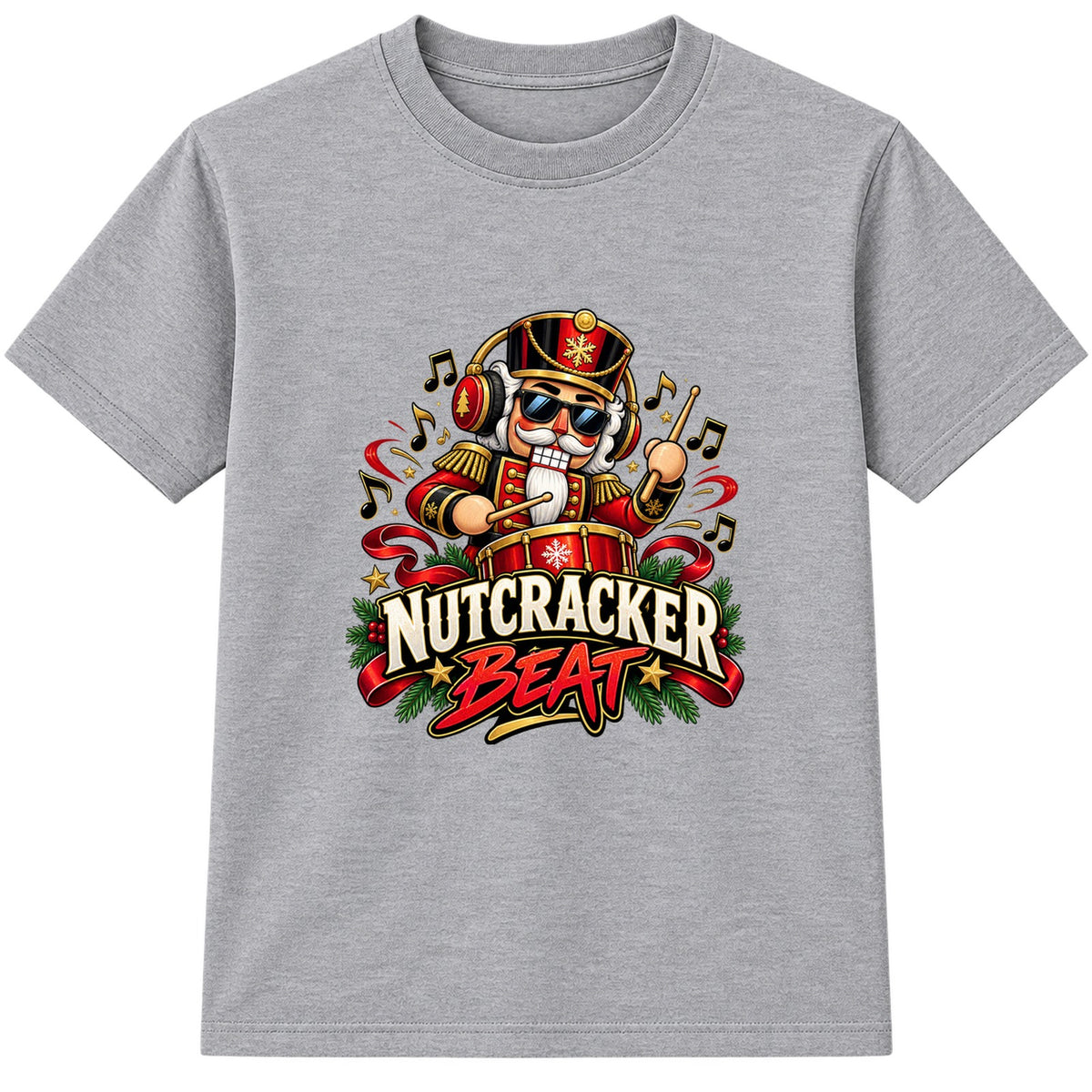 Nutcracker Beat adult Christmas t-shirt - Heather Grey