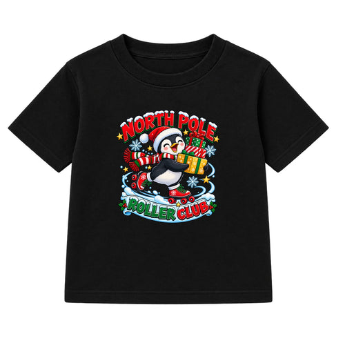 North Pole Roller Club kids Christmas t-shirt - Black