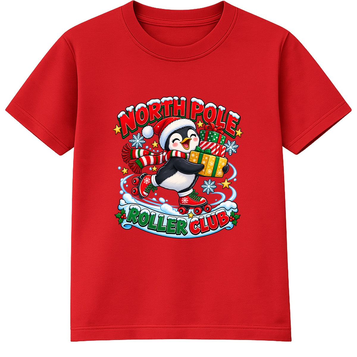 North Pole Roller Club kids Christmas t-shirt - Red