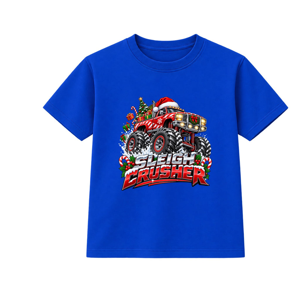 Sleigh Crusher adult Christmas t-shirt - Blue