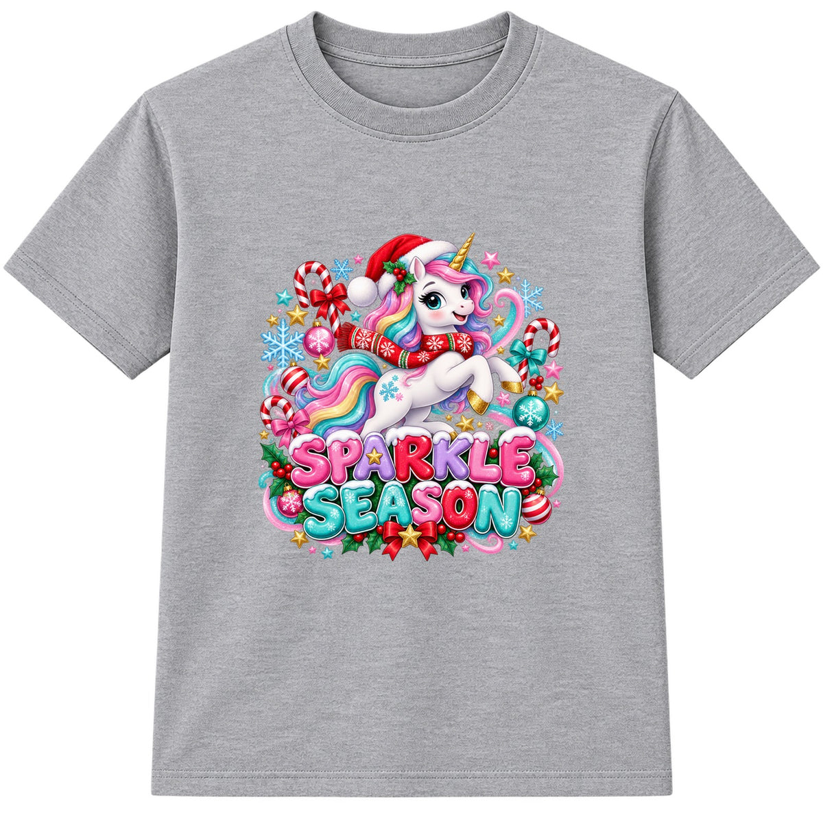 Sparkle Season kids Christmas t-shirt - Heather Grey