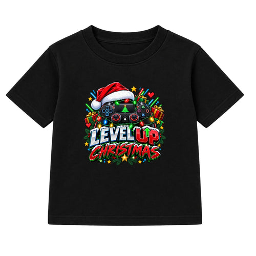 Level Up Christmas adult Christmas t-shirt - Black