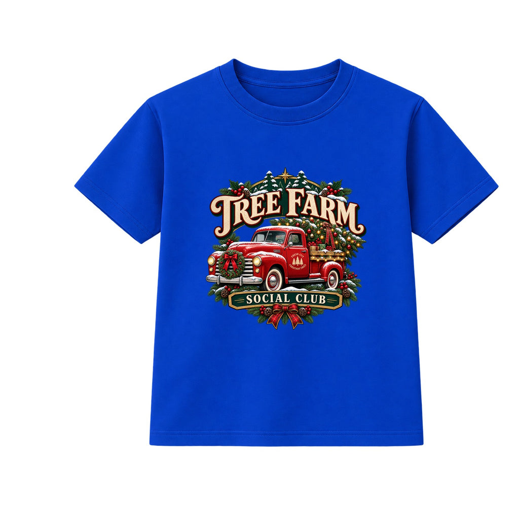 Tree Farm Social Club adult Christmas t-shirt - Blue