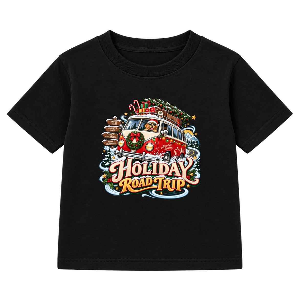 Holiday Road Trip adult Christmas t-shirt - Black