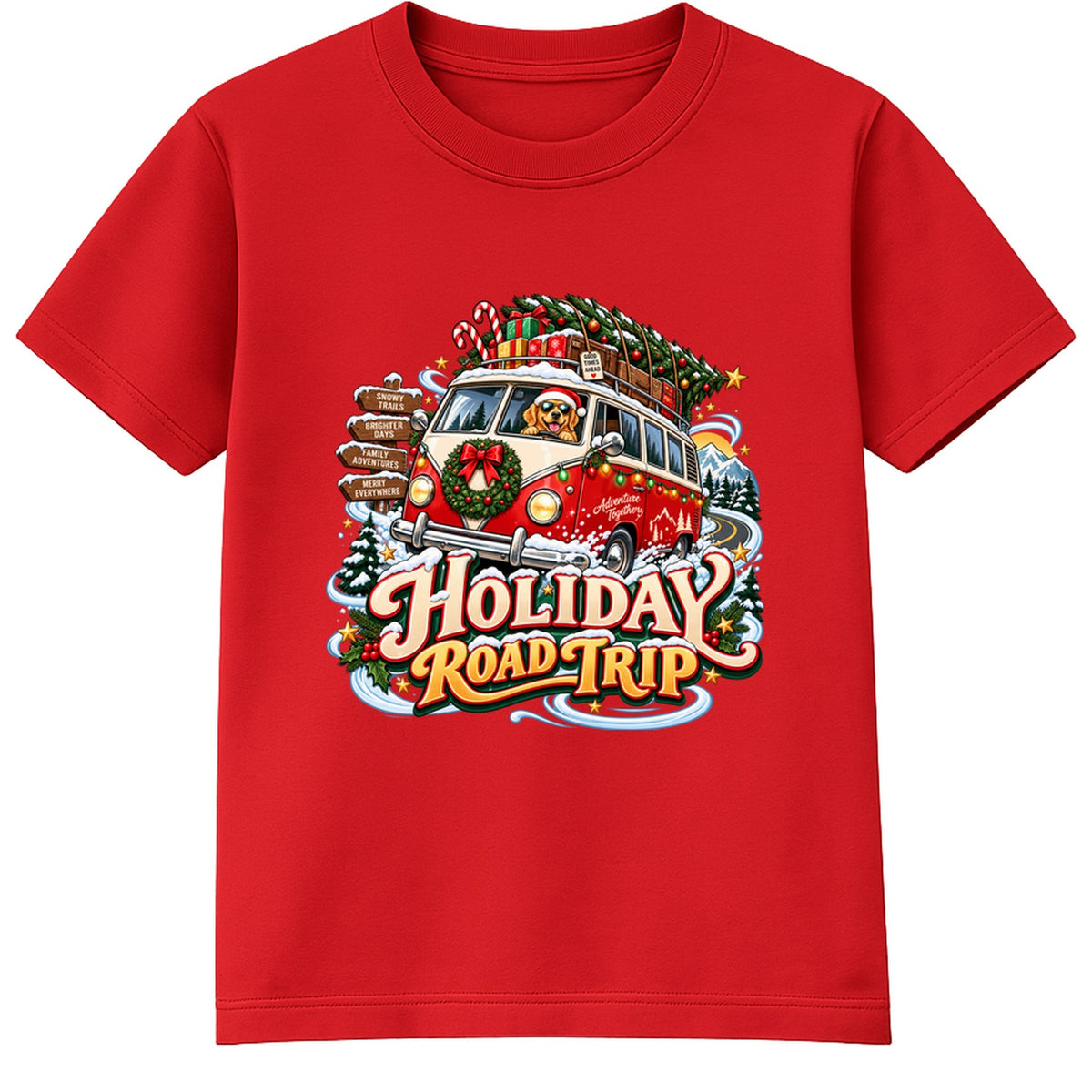 Holiday Road Trip adult Christmas t-shirt - Red