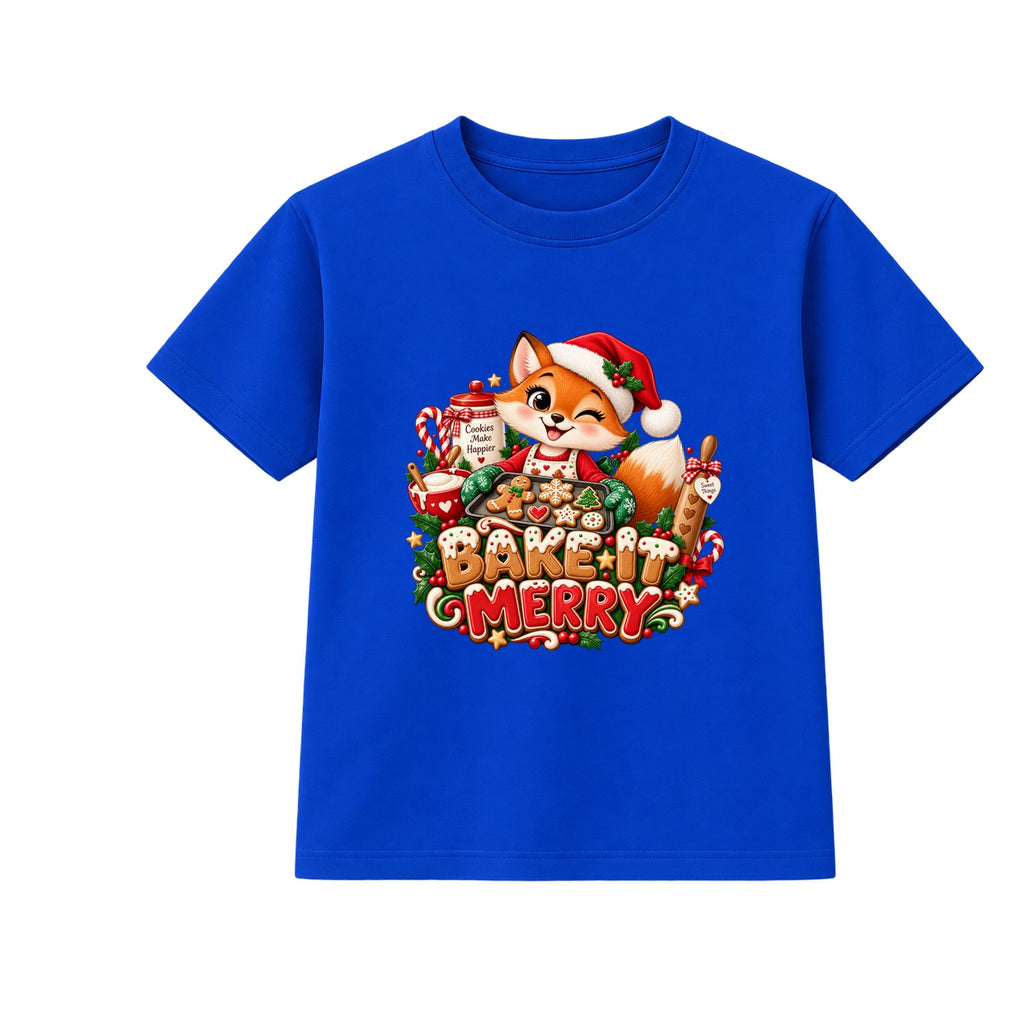 Bake It Merry kids Christmas t-shirt - Blue