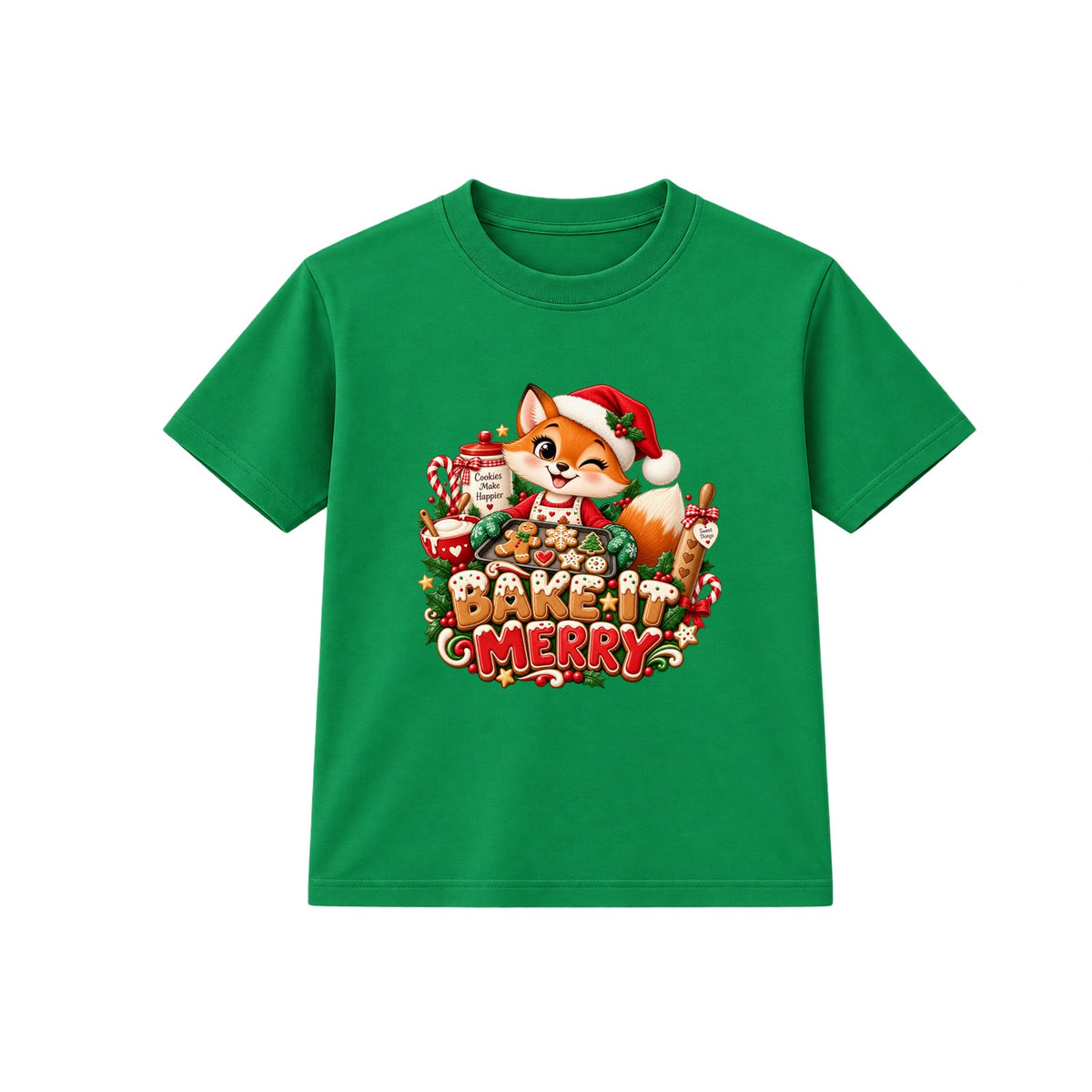 Bake It Merry kids Christmas t-shirt - Green