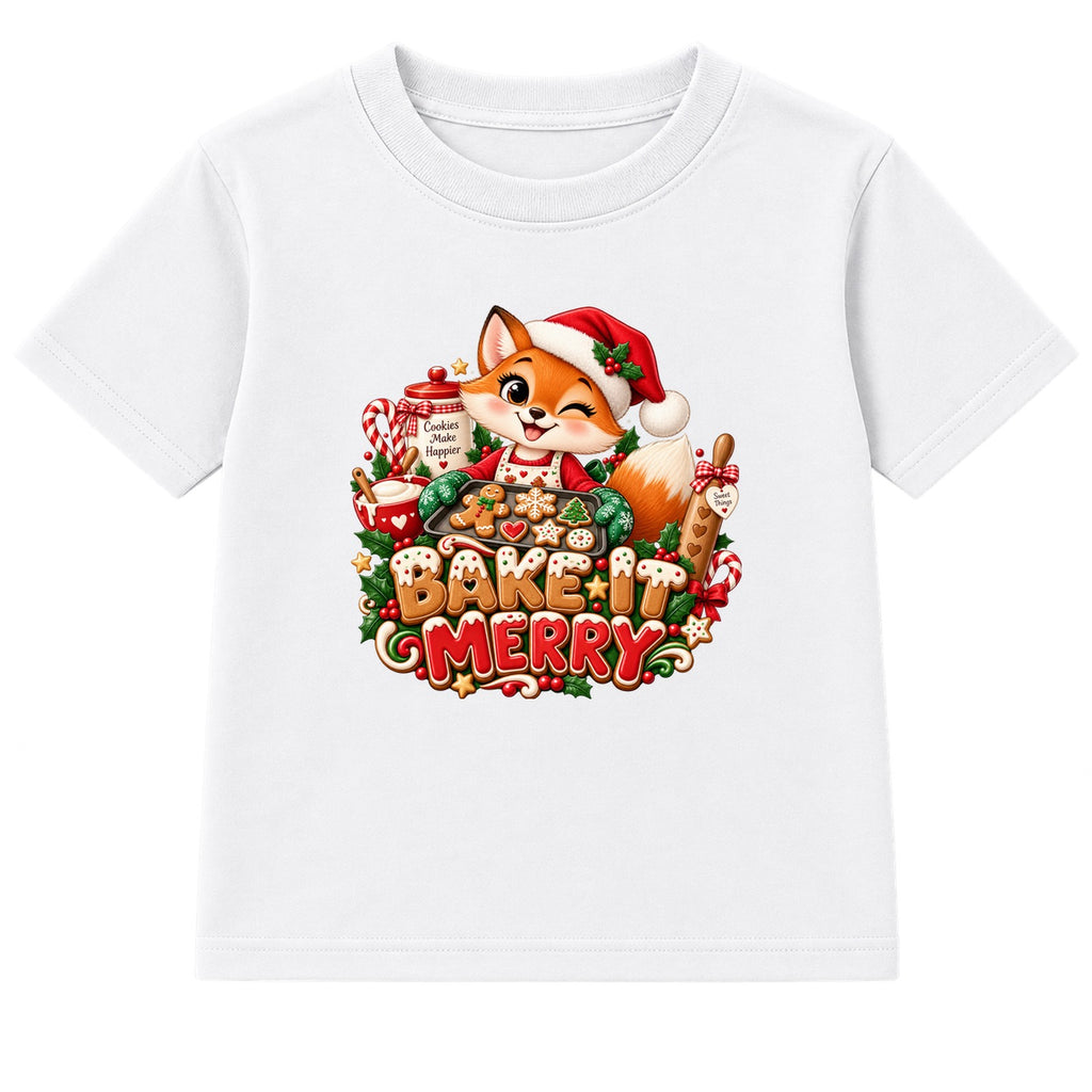 Bake It Merry kids Christmas t-shirt - White