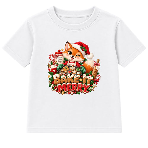 Bake It Merry kids Christmas t-shirt - White