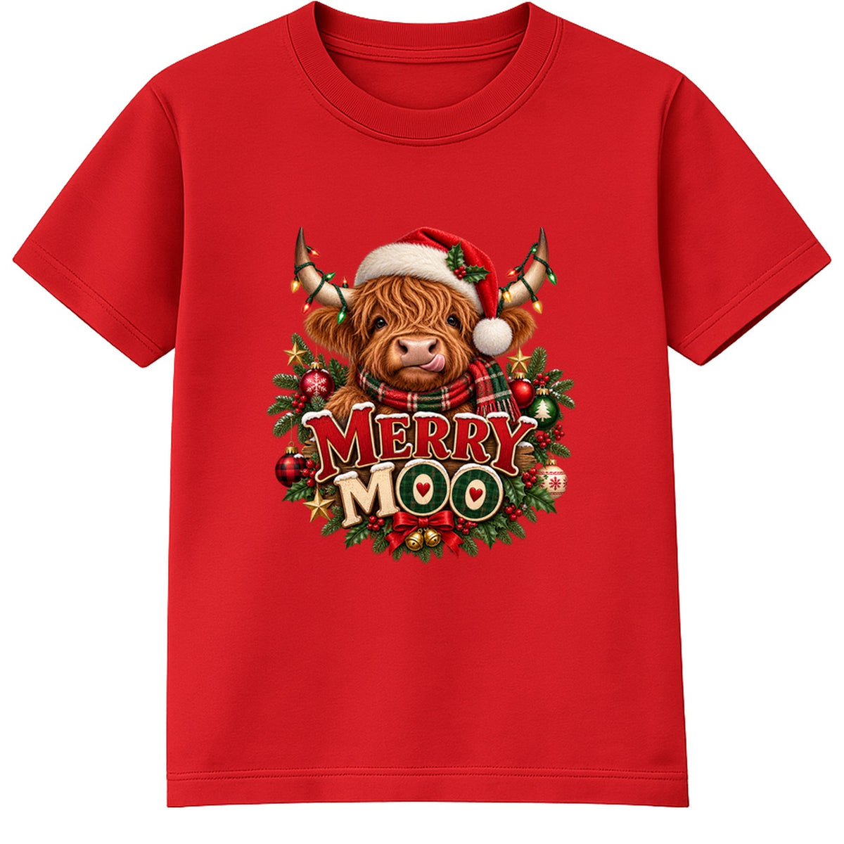 Merry Moo adult Christmas t-shirt - Red