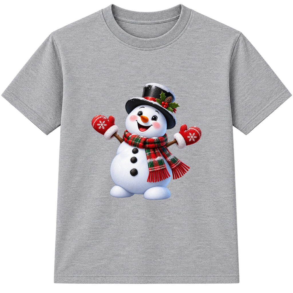 Top Hat Snowman kids Christmas t-shirt - Heather Grey