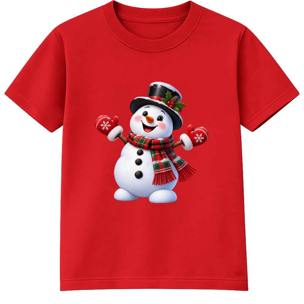 Top Hat Snowman kids Christmas t-shirt - Red