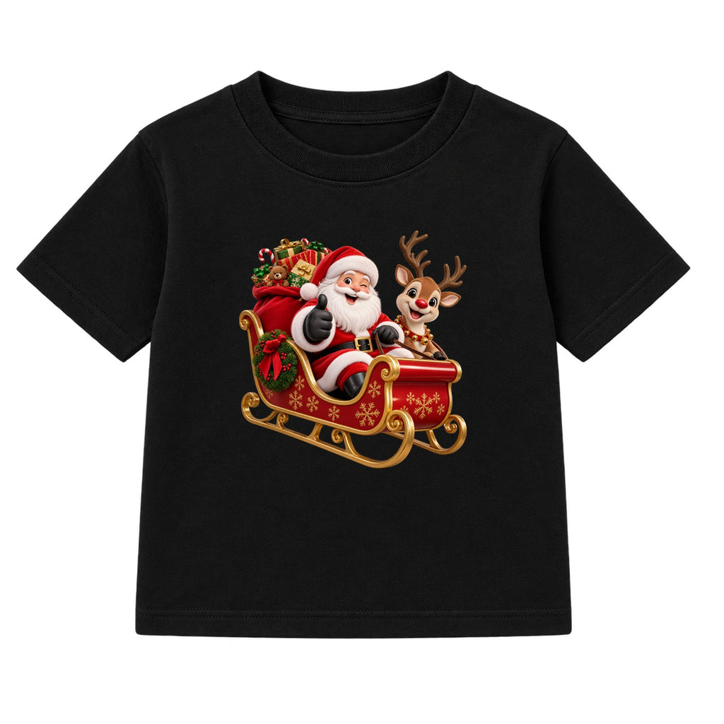 Santa's Sleigh Ride kids Christmas t-shirt - Black