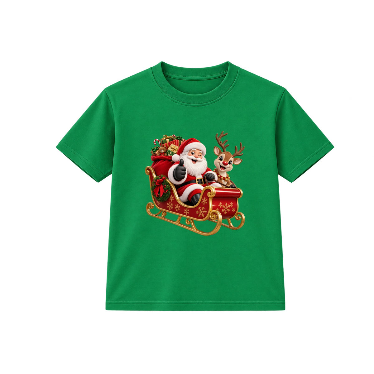 Santa's Sleigh Ride kids Christmas t-shirt - Green